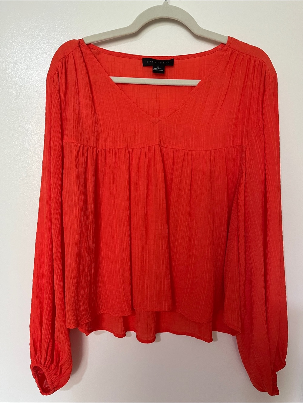 Sanctuary Vibrant Orange V-Neck Long Sleeve Blouse